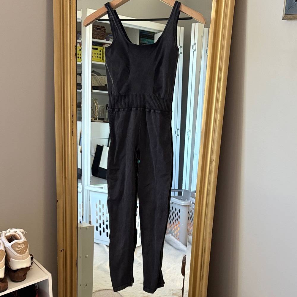FP Movement by Free People Black Ribbed Jumpsuit
